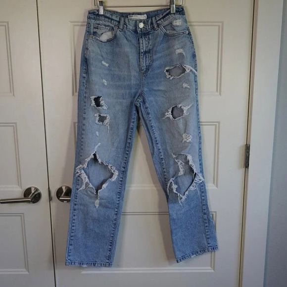 Garage Denim Vintage Straight Jeans Juniors‎ 3/26 Blue Mid Rise Distressed - Picture 1 of 7
